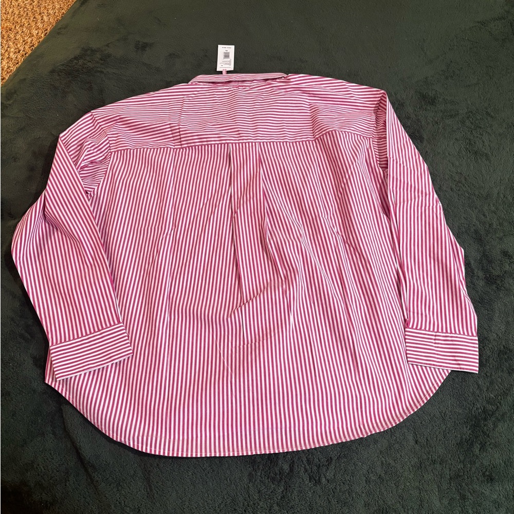 Vineyard Vines XL NWT Shirt Birdie Poplin Button Down Charm Pink White Stripe - Picture 2 of 3